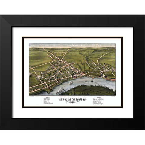 Richmond Maine - Bremner 1878  Black Modern Wood Framed Art Print with Double Matting by Brenner