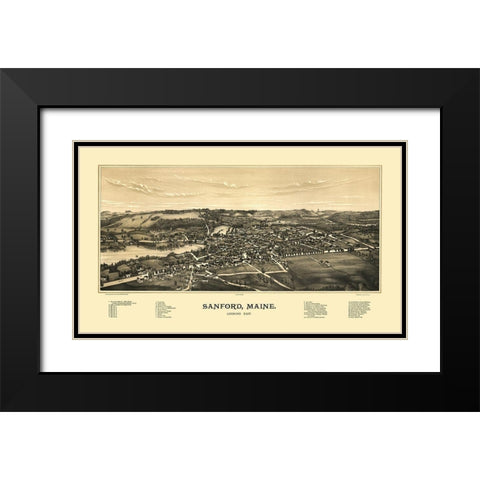 Sanford Maine - Norris 1889  Black Modern Wood Framed Art Print with Double Matting by Norris