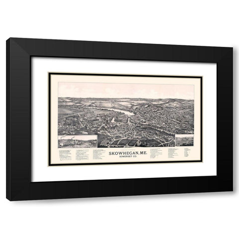 Skowhegan Maine - Norris 1892  Black Modern Wood Framed Art Print with Double Matting by Norris