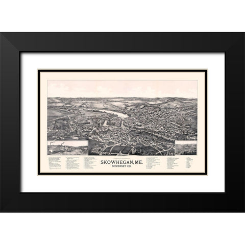 Skowhegan Maine - Norris 1892  Black Modern Wood Framed Art Print with Double Matting by Norris