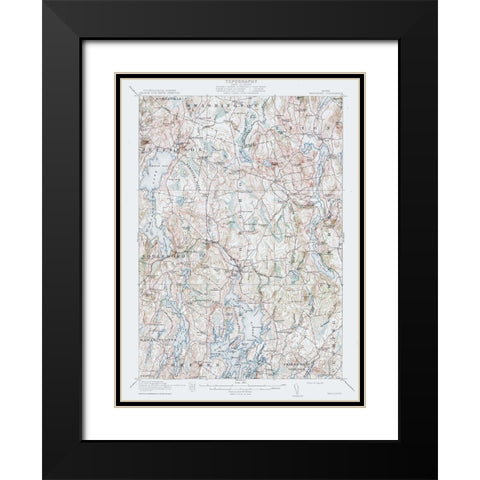 Waldoboro Maine Quad - USGS 1915 Black Modern Wood Framed Art Print with Double Matting by USGS