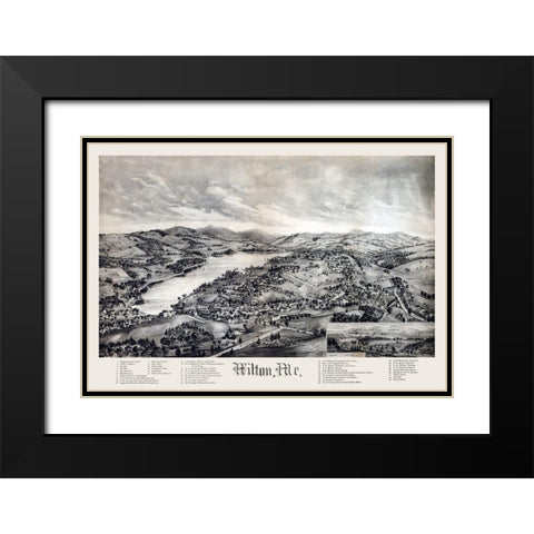 Wilton Maine -1895 Black Modern Wood Framed Art Print with Double Matting by Unknown
