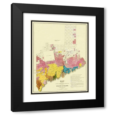 State of Maine Landowner  1st Edition- 1829 Black Modern Wood Framed Art Print with Double Matting by Greenleaf
