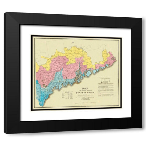 State of Maine Landowner  2nd Edition- 1829 Black Modern Wood Framed Art Print with Double Matting by Greenleaf