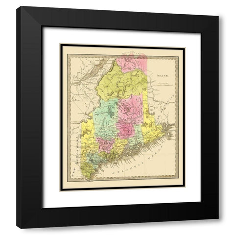 Maine - Greenleaf 1840 Black Modern Wood Framed Art Print with Double Matting by Greenleaf
