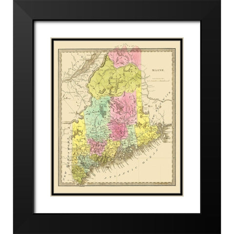 Maine - Greenleaf 1840 Black Modern Wood Framed Art Print with Double Matting by Greenleaf