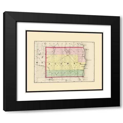 Alcona Michigan - Walling 1873 Black Modern Wood Framed Art Print with Double Matting by Walling