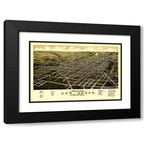 Ann Arbor Michigan - Beck 1880 Black Modern Wood Framed Art Print with Double Matting by Beck