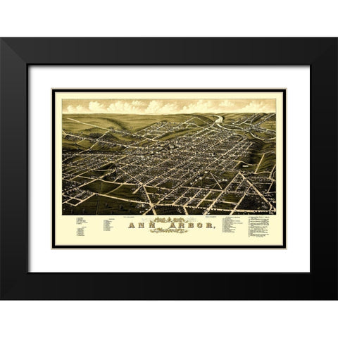 Ann Arbor Michigan - Beck 1880 Black Modern Wood Framed Art Print with Double Matting by Beck