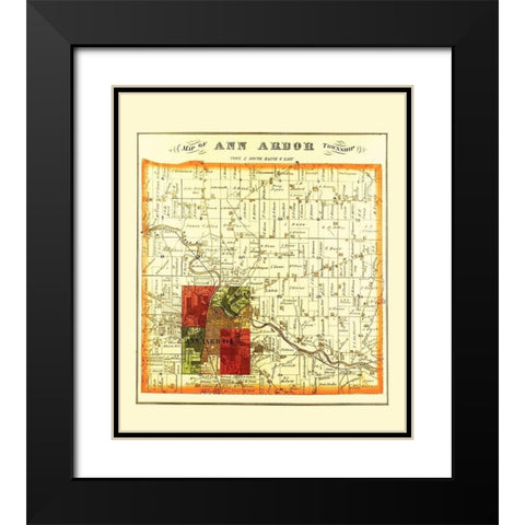Ann Arbor Michigan Landowner - Everts 1874 Black Modern Wood Framed Art Print with Double Matting by Everts