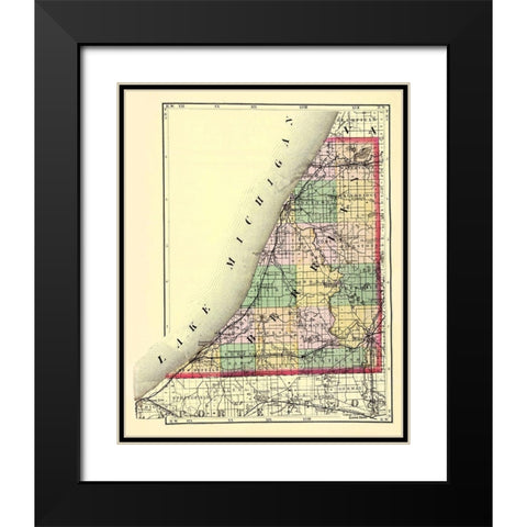 Berrien Michigan - Walling 1873 Black Modern Wood Framed Art Print with Double Matting by Walling