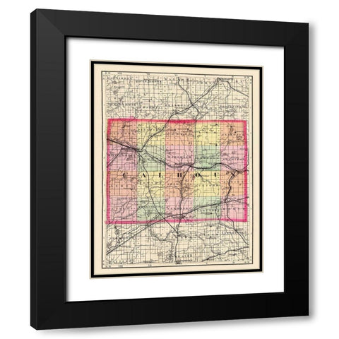 Calhoun Michigan - Walling 1873 Black Modern Wood Framed Art Print with Double Matting by Walling