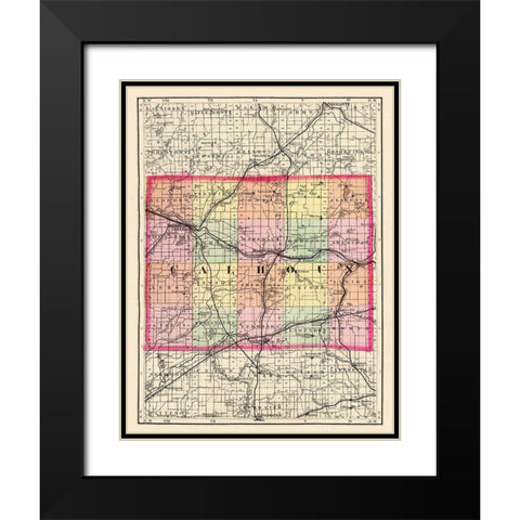 Calhoun Michigan - Walling 1873 Black Modern Wood Framed Art Print with Double Matting by Walling