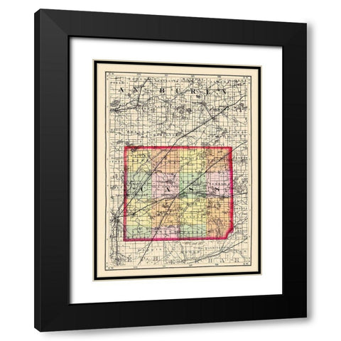 Cass Michigan - Walling 1873 Black Modern Wood Framed Art Print with Double Matting by Walling