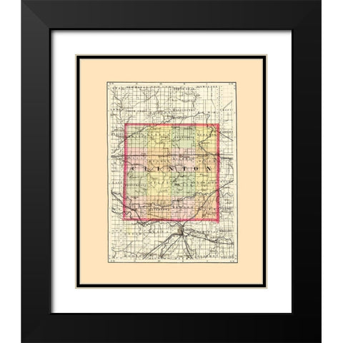 Clinton Michigan - Walling 1873 Black Modern Wood Framed Art Print with Double Matting by Walling