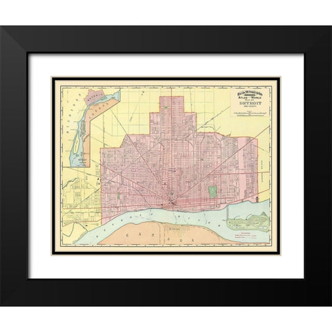Detroit Michigan - Rand McNally 1897 Black Modern Wood Framed Art Print with Double Matting by Rand McNally