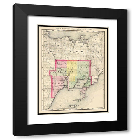 Delta Michigan - Walling 1873 Black Modern Wood Framed Art Print with Double Matting by Walling