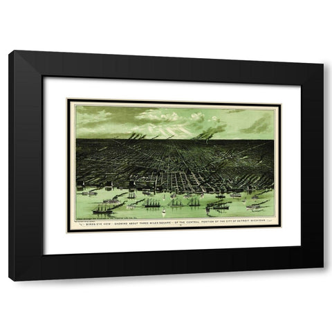 Detroit Central Michigan - Calvert 1898 Black Modern Wood Framed Art Print with Double Matting by Calvert