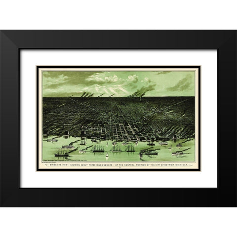Detroit Central Michigan - Calvert 1898 Black Modern Wood Framed Art Print with Double Matting by Calvert