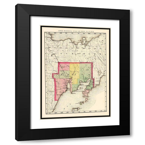 Delta Michigan - Walling 1873 Black Modern Wood Framed Art Print with Double Matting by Walling