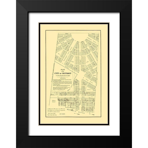 Detroit Michigan Territory Plat - Farmer 1831 Black Modern Wood Framed Art Print with Double Matting by Farmer