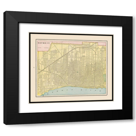 Detroit  Michigan - Cram 1892 Black Modern Wood Framed Art Print with Double Matting by Cram