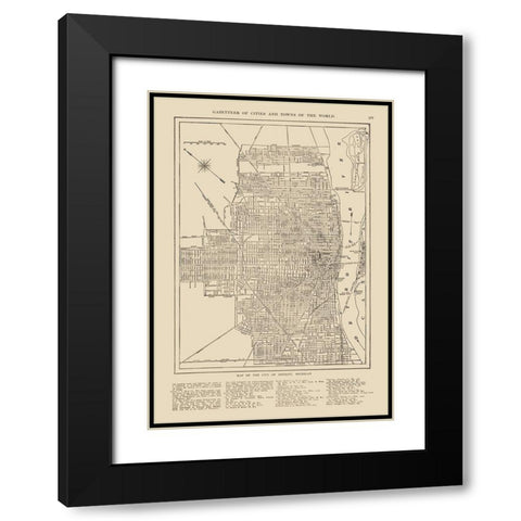 Detroit  Michigan - Reynold 1921 Black Modern Wood Framed Art Print with Double Matting by Reynold