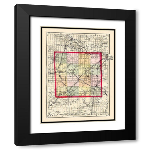 Eaton Michigan - Walling 1873 Black Modern Wood Framed Art Print with Double Matting by Walling