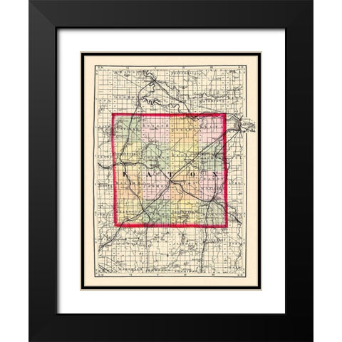 Eaton Michigan - Walling 1873 Black Modern Wood Framed Art Print with Double Matting by Walling