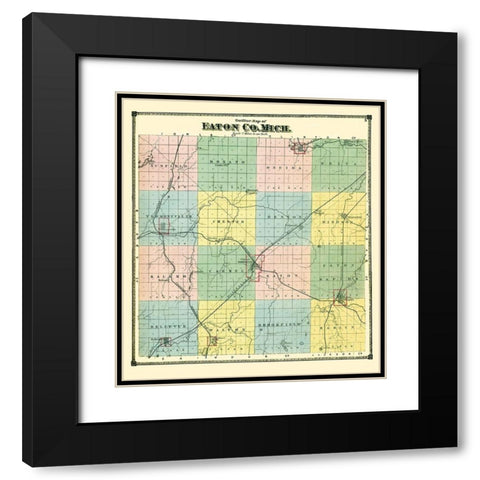 Eaton Michigan - Bullock 1873 Black Modern Wood Framed Art Print with Double Matting by Bullock
