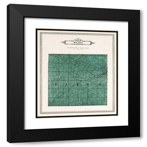 Flint Michigan Landowner - Day 1899 Black Modern Wood Framed Art Print with Double Matting by Day