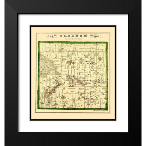 Freedom Michigan Landowner - Krause 1874 Black Modern Wood Framed Art Print with Double Matting by Krause