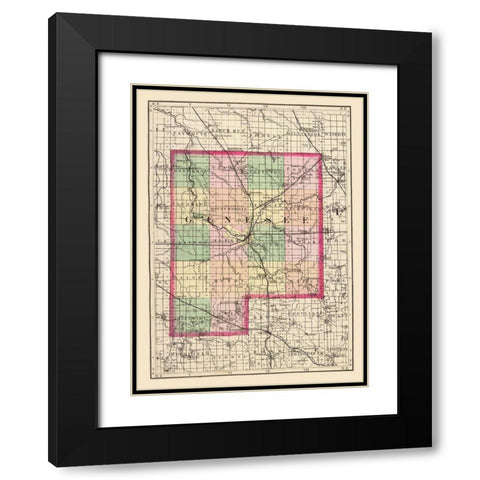 Genesee Michigan - Walling 1873 Black Modern Wood Framed Art Print with Double Matting by Walling