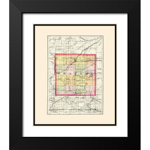 Gratiot Michigan - Walling 1873 Black Modern Wood Framed Art Print with Double Matting by Walling