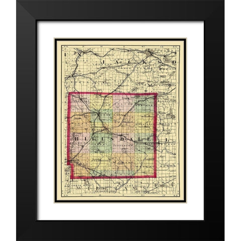 Hillsdale Michigan - Walling 1873 Black Modern Wood Framed Art Print with Double Matting by Walling
