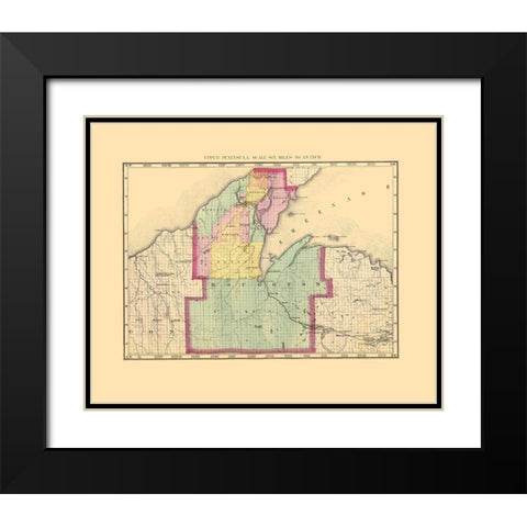Houghton Michigan - Walling 1873 Black Modern Wood Framed Art Print with Double Matting by Walling