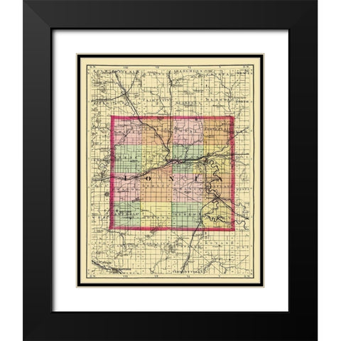 Ionia Michigan - Walling 1873 Black Modern Wood Framed Art Print with Double Matting by Walling