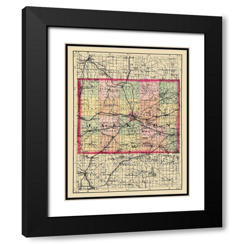 Jackson Michigan - Walling 1873 Black Modern Wood Framed Art Print with Double Matting by Walling