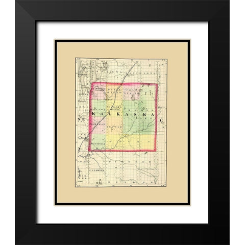Kalkaska Michigan - Walling 1873 Black Modern Wood Framed Art Print with Double Matting by Walling