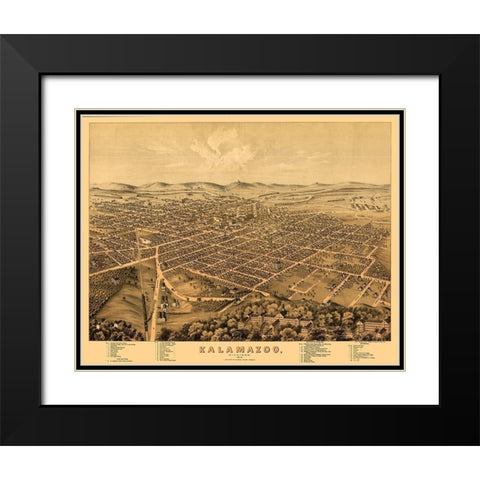 Kalamazoo Michigan - Stoner 1874  Black Modern Wood Framed Art Print with Double Matting by Stoner