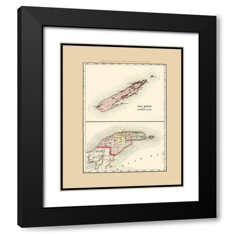 Keweenaw  Isle Royale Michigan - Walling 1873 Black Modern Wood Framed Art Print with Double Matting by Walling