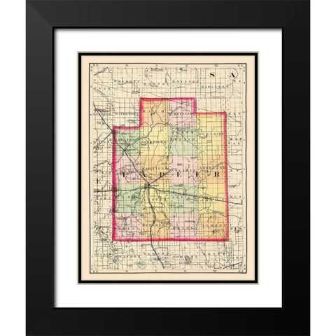 Lapeer Michigan - Walling 1873 Black Modern Wood Framed Art Print with Double Matting by Walling