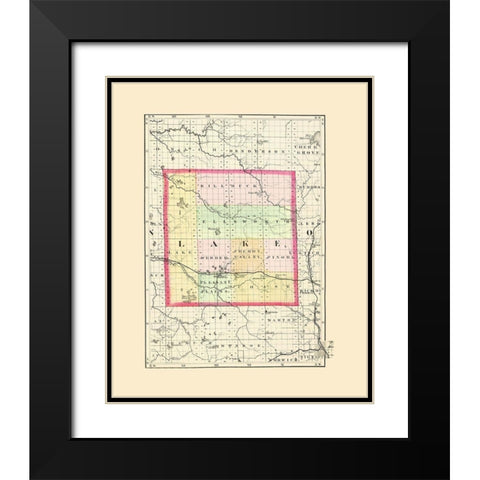 Lake Michigan - Walling 1873 Black Modern Wood Framed Art Print with Double Matting by Walling