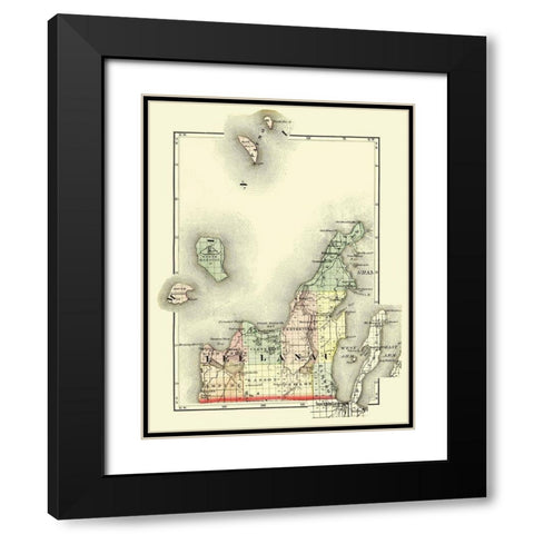 Leelanau Michigan - Walling 1873 Black Modern Wood Framed Art Print with Double Matting by Walling