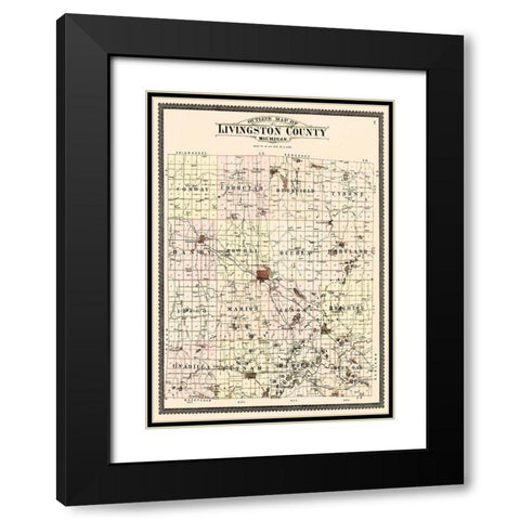 Livingston Michigan - Ogle 1895 Black Modern Wood Framed Art Print with Double Matting by Ogle
