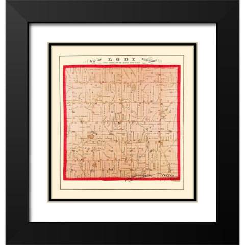 Lodi Michigan Landowner - Dewling 1874 Black Modern Wood Framed Art Print with Double Matting by Dewling