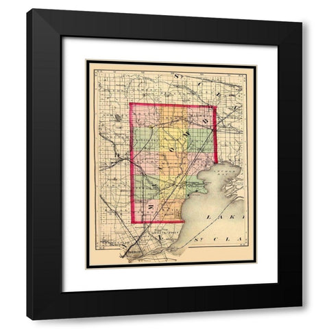 Macomb Michigan - Walling 1873 Black Modern Wood Framed Art Print with Double Matting by Walling