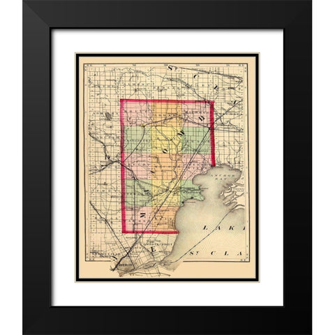 Macomb Michigan - Walling 1873 Black Modern Wood Framed Art Print with Double Matting by Walling