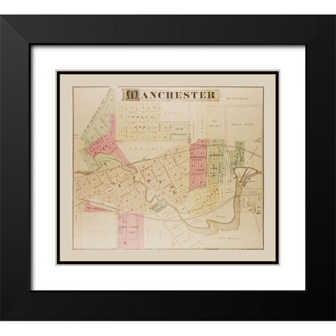 Manchester Michigan Landowner - Everts 1874 Black Modern Wood Framed Art Print with Double Matting by Everts