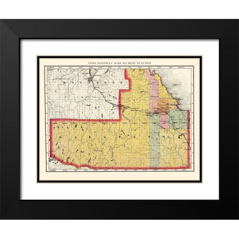Marquette Michigan - Walling 1873 Black Modern Wood Framed Art Print with Double Matting by Walling